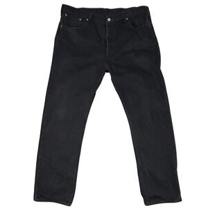 Levi's 501 Black Jeans Mens 38x30 Rigid Denim Straight Leg Button Fly Grunge Y2K